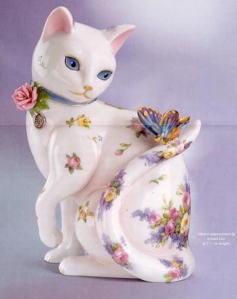 Painted porcelain cat figurine