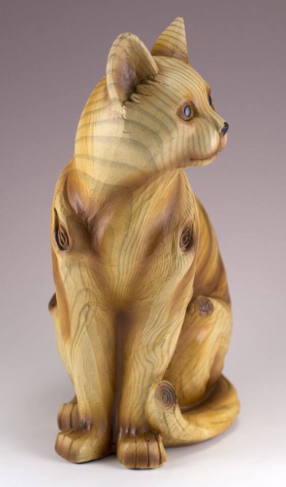 wooden cat sculpture