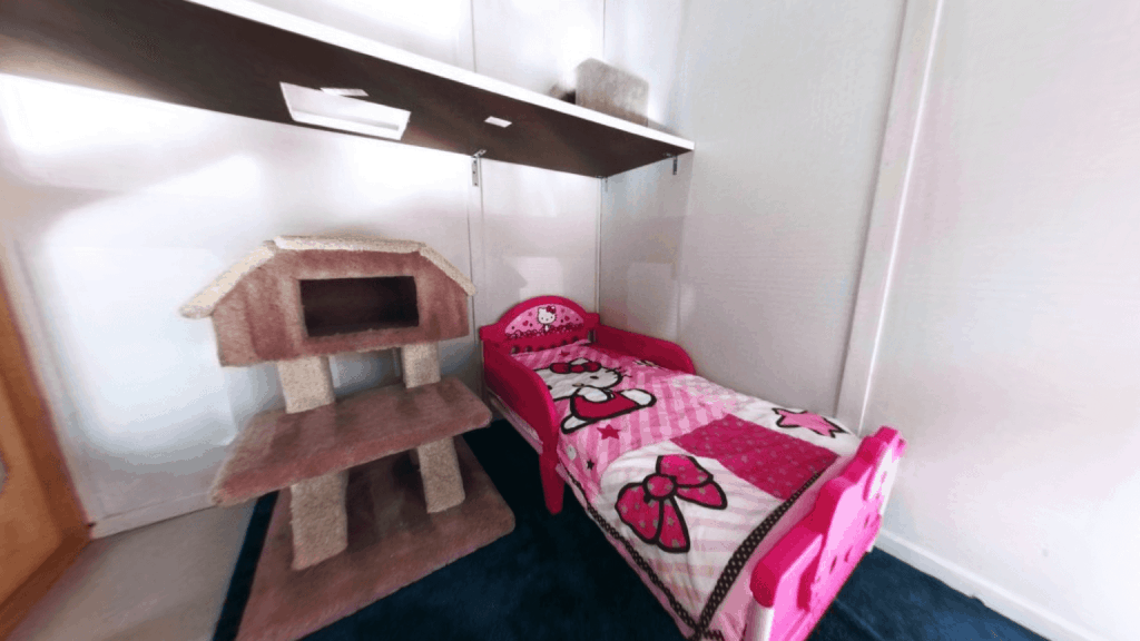 One of the rooms at the Kitty Condos cat boarding facility