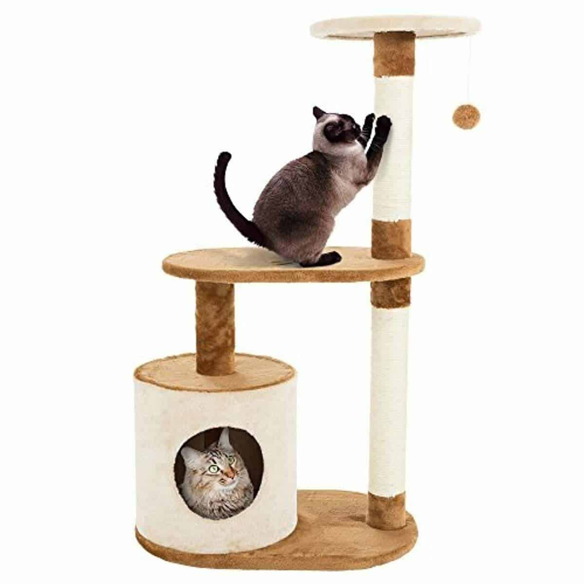 PETMAKER Cat Tree Condo 3 Tier with Condo & Scratching Posts