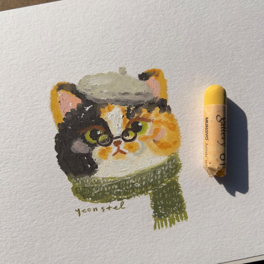Professional Cat Oil Pastel Painting