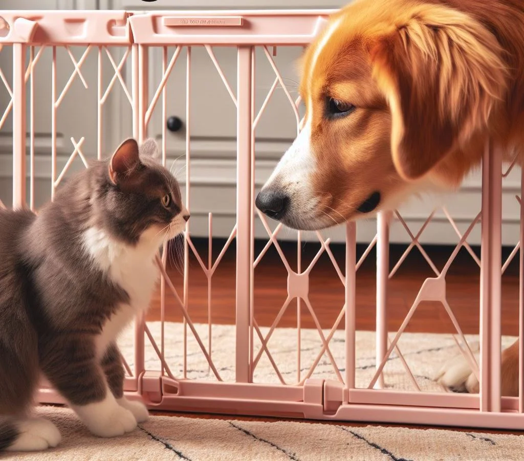A cat and getting introduced for the first time