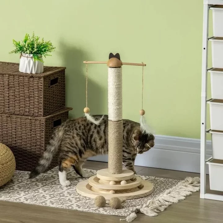 Interactive Cat Scratch Tower with Balls