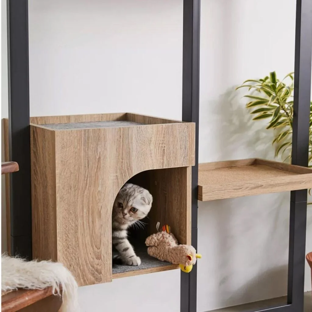 Multi-Level Wooden Cat Tower