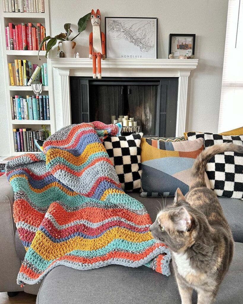 Summertime colorful Boho Wave Blanket