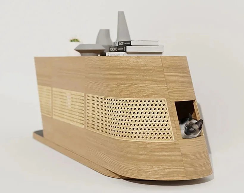 Choo Choo Cat-Friendly Console with Hideaway